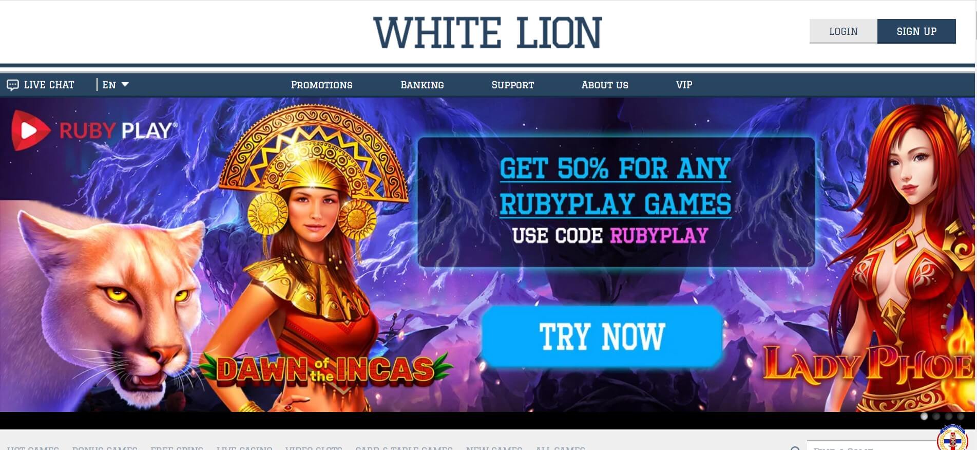 white lion casino bonus