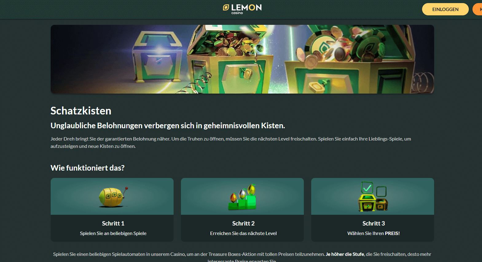 Lemon Casino Schatzkisten