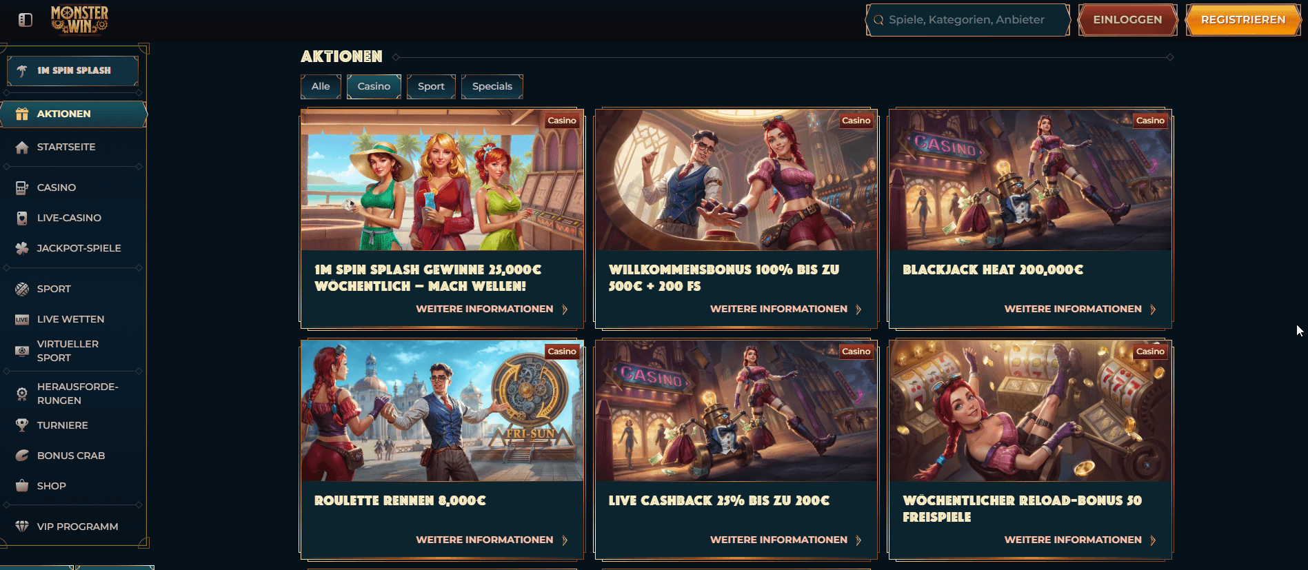 Monsterwin Casino Aktionen