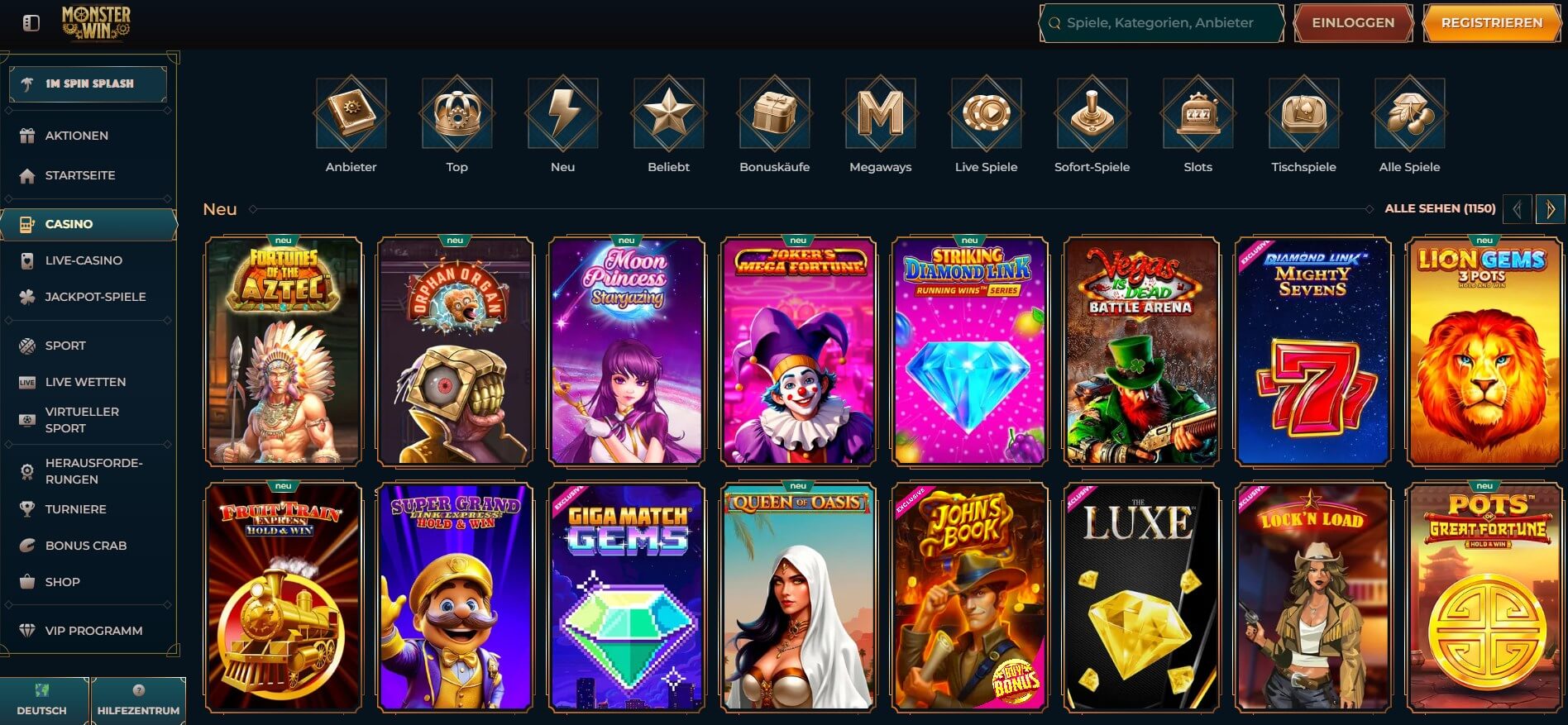 Monsterwin Casino Spiele